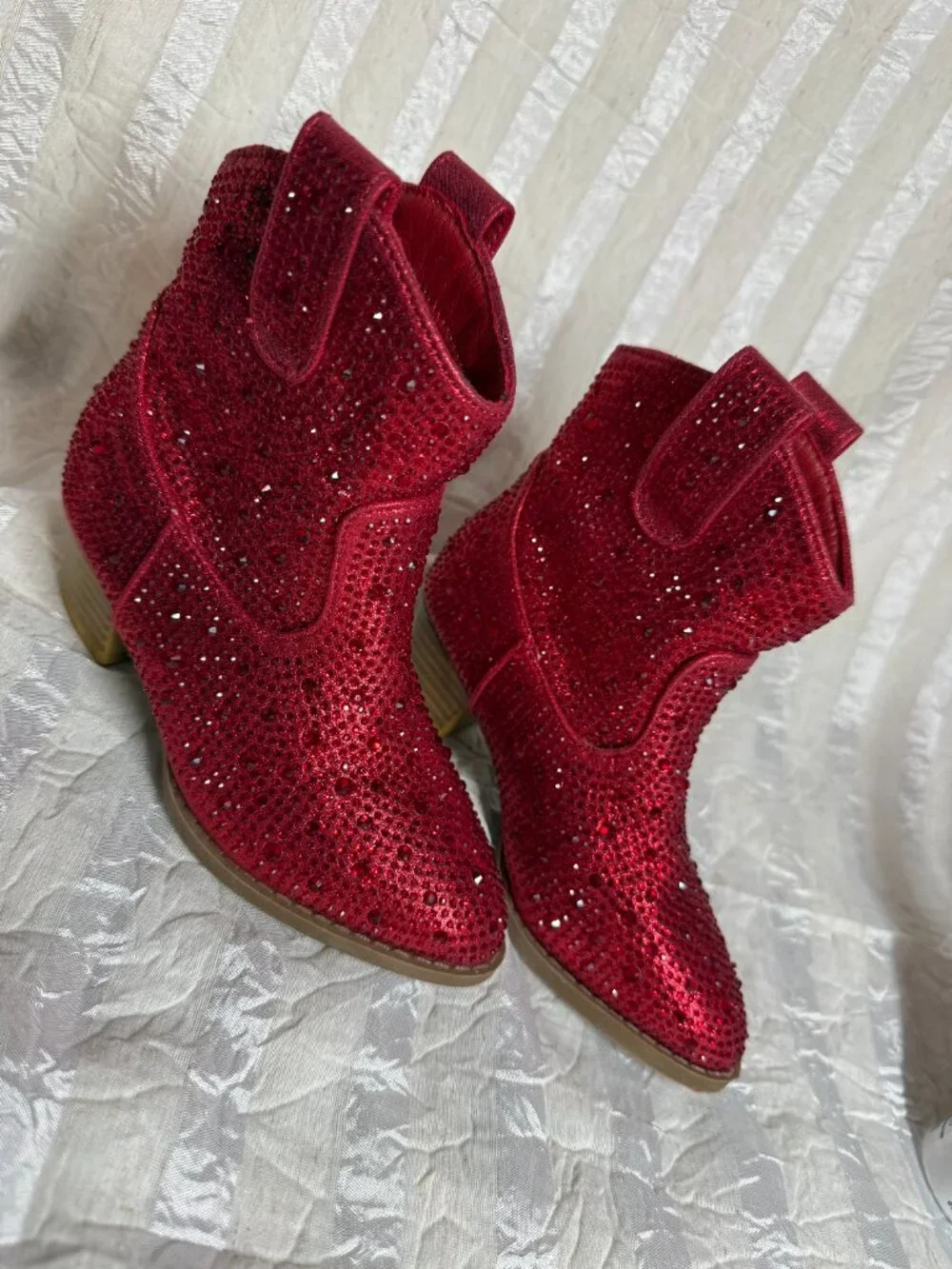Link Red Rhinestone Crystal Western Cowgirl Boots Toddler Girls Size 9